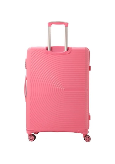 Mçs Bavul Büyük Ve Kabin 2li Set Kırılmaz Silikon Valiz V374 Pembe Pembe