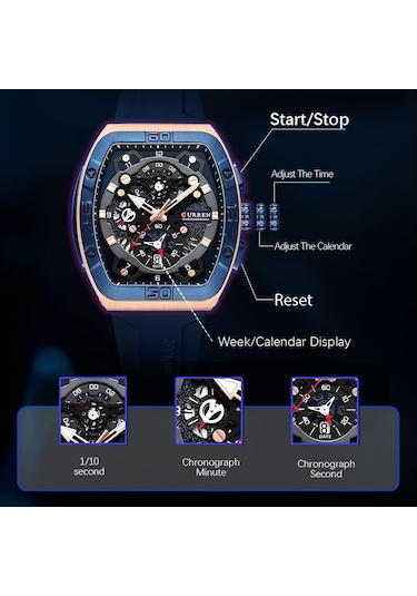 Curren 8443 Quartz Kol Saati-orjinal Kutusunda Mavi Gümüş