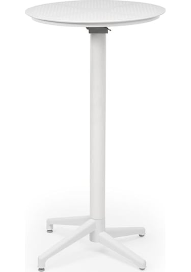 Bintaşmobilya Yuvarlak Beyaz Dış Mekan Bahçe Bar Masası Beyaz