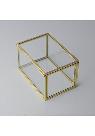 Cam Kutu Pirinç & Gold 15x10x8cm