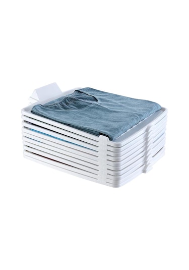 10 Adet T-shirt Düzenleyici Dolap İçi Düzenleyici Beyaz