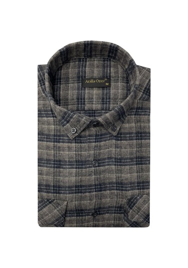 Atilla Özer Kışlık Kaşmir Erkek Gömlek - 7463 Kahverengi