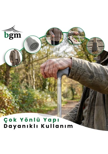 Baston Ayarlanabilir Denge Bastonu - Açık Gri - Alüminyum Yüksek Kalite