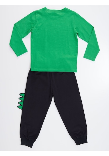 Denokids Tırtırlı Dino Erkek Çocuk Pantolon Takım Çok Renkli