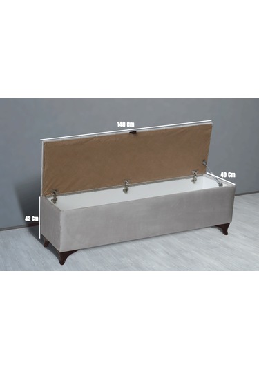 Vetra Sandıklı Bench Puf, Beyaz KREM