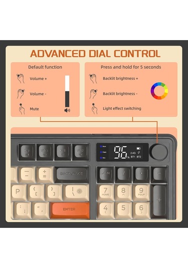 Freewolf M96 2.4g Bt5.0 Çift Bağlantılı Tft Led Ekranlı Reinbow Gaming Oyuncu Klavye