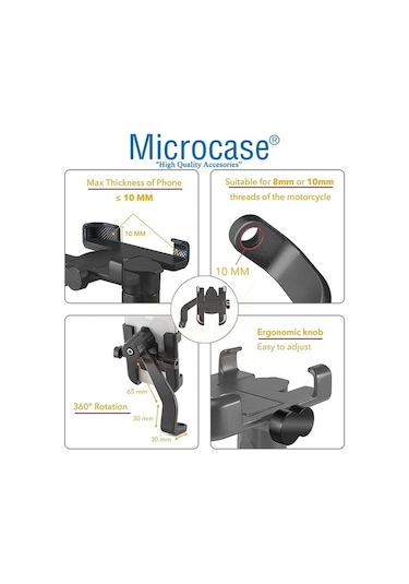 360 Bisiklet Motosiklet Ayna Bağlantılı Telefon Tutucu Aliminyum