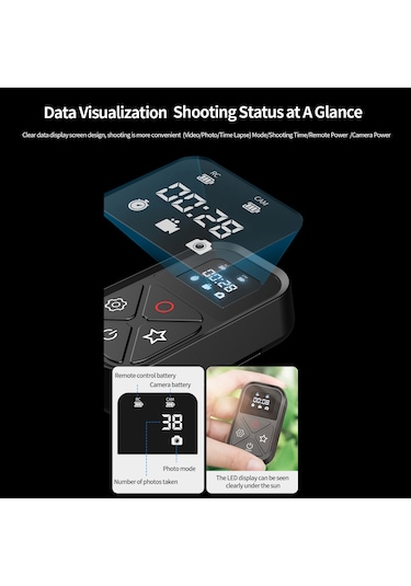 Ranyeek Telesın Gp-rmt-t10 Spor Kamera Bluetooth Kumandası, 80m Kumanda Mesafesi, Fotoğraf/video, Gopro 10/9/8/max Uyumlu, 10 Saat Kullanim Süresi, Su Geçirmez, Led Ekranlı Siyah