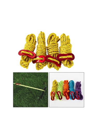 Suntek 4 Adet 6.65ft Gezi Yansıtıcı Naylon Kordon Çadır Sarı