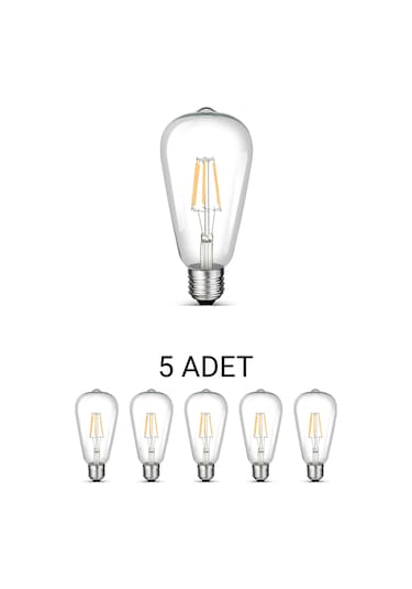 Cata Ct-4353 St64 Rustik Led Ampul 8w Beyaz Işık - 5 Li Paket