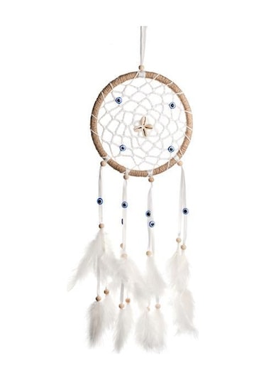 Nazar Boncuklu Düş Kapanı Hand Made Dreamcatcher Kuş Tüyü Duvar S