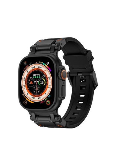 Novahub İos Watch Uyumlu Ultra 49mm Explorer Tpu Saat Bantı Siyah, Yeni Tasarım Siyah Siyah