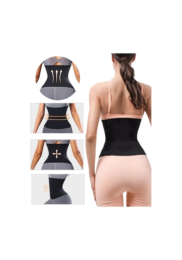 Sıkılaştırıcı Toparlayıcı Korse Vücut Şekillendirici Bel İnceltici Zayıflama Kemeri Siyah