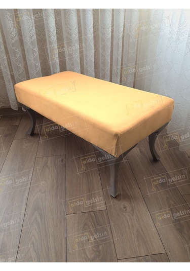 Ayak Ucu Kapı Önü Antre Düz Bench Puf Orta Sehpa Gümüş Ayak 120 Cm Vizon