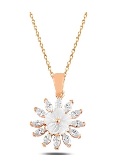 Modagümüşevi Özel Tasarım Manolya Çiçeği 925 Ayar Gümüş Kolye Rose