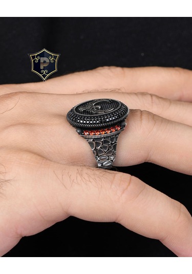 Anka Kuşu Figürlü 925 Ayar Gümüş Erkek Yüzüğü Gümüş