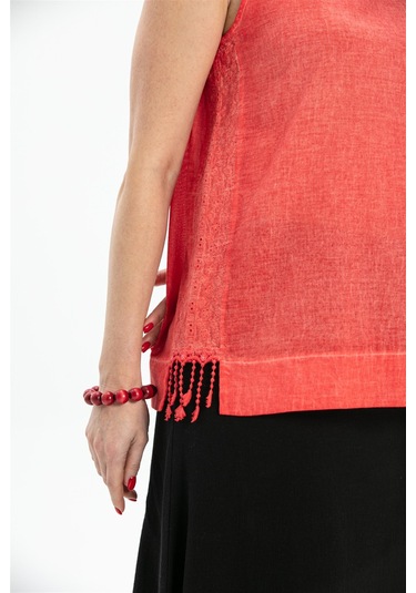 Kolsuz Poplin Zeyno Bluz Mercan Mrcn Mercan