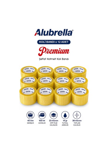 12 Adet Premium Koli Bandı, 45 Mm X 100 Mt 1