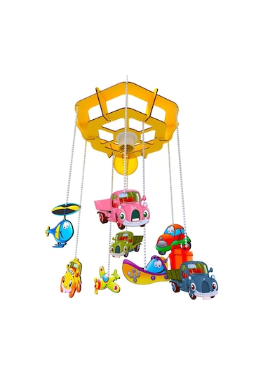 Kuk Design Vec Taşıtlar Çocuk Odası Avizesi Ahşap Sarkıt