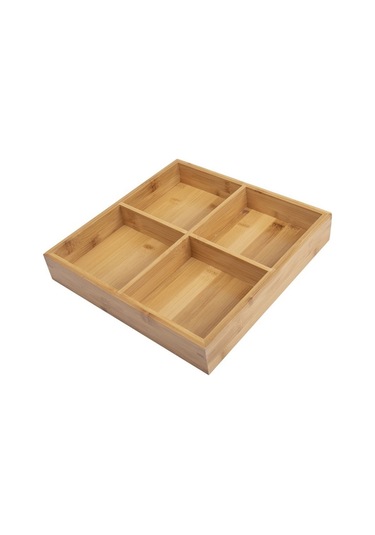 Sones Sıcak Tencere Bambu Tabak Bölmeli Tepsi Sebze Ahşap Tepsi Seti Büyük Dört Izgara Bambu Tabak