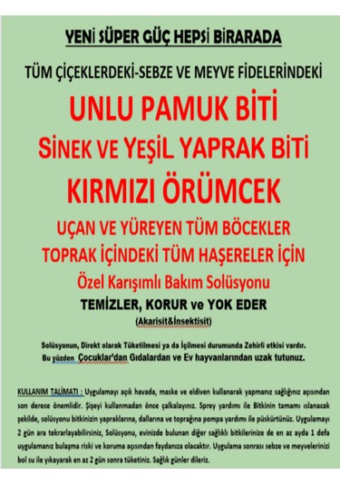 2,5 Lt Çiçekler Için Unlu Pamuk Biti Ilacı Hediyeli