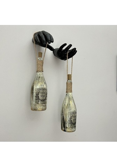 El Yapımı Siyah Erkek Eli Heykeli Dekorlu Peri Led Işıklı Buzlu C Çok Renkli