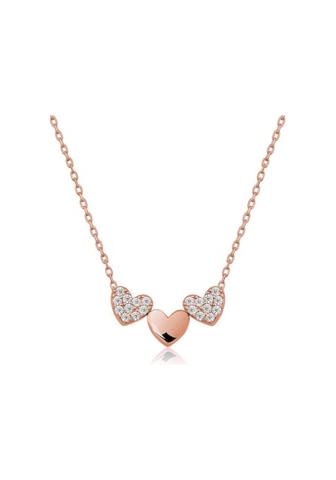 925 Ayar Gümüş Üç Kalp Kadın Gümüş Kolye Gümüş