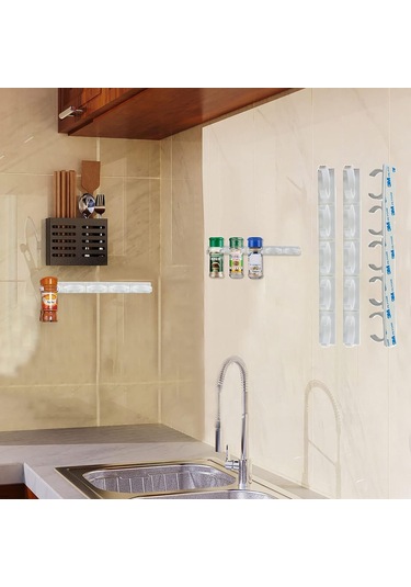 Konesam Küçük Baharat/şurup Kavanozları İçin 4 Adet Beyaz Plastik Klipsli Organizer - Mutfak/banyo Depolama Rakusu Beyaz