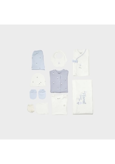 Bibaby Biorganic Love Floral 10 Parça Hastane Çıkış Seti 63243 Ekru Lila Ekru Lila Ekru - Lila