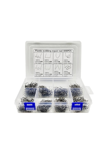 Vkemall 800 Adet 8 Farklı Tip Paslanmaz Çelik Otomobil Tampon Plastik Tamir Kaynak Çivi Seti