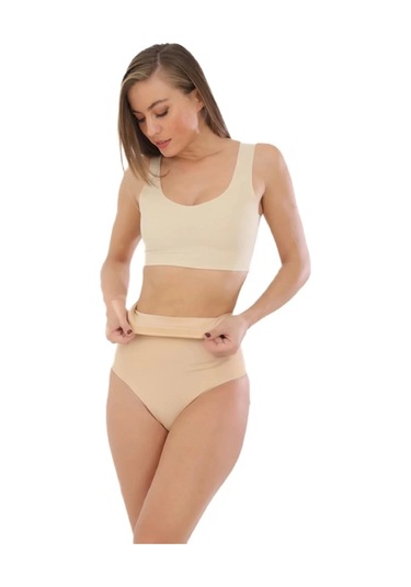 Lazer Kesim Yüksek Bel Slip Korse Ten