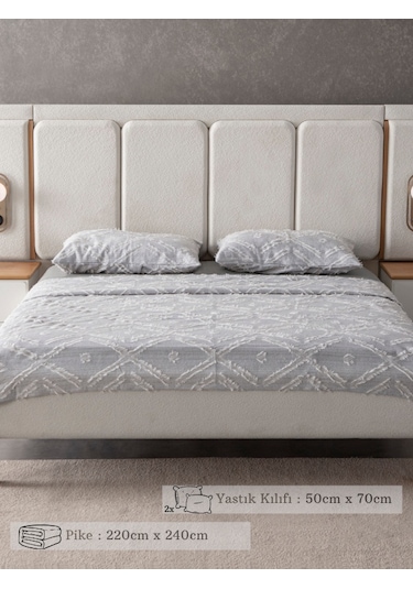 Anna Delux Çift Kişilik Çok Amaçlı Yatak Örtüsü Seti Gri Pamuk Nevresim Takımı Günlük 220x240 Gri