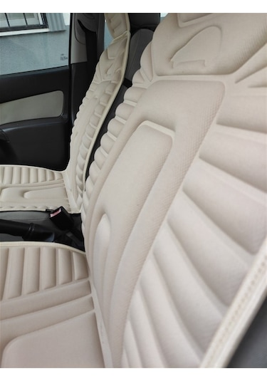 2,li Oto Koltuk Kılıfı Minder Alkantra Kumaş Bej Renk Slikon Direksiyon Kılıfı