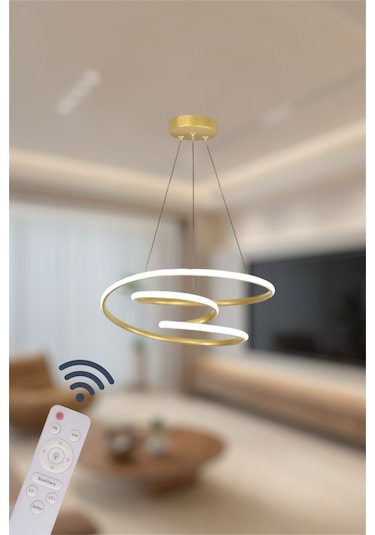 Ey Shop Space Model 3 Renk Kumandalı Beyaz&sarı&günışığı Led Avize Eskitme Gold