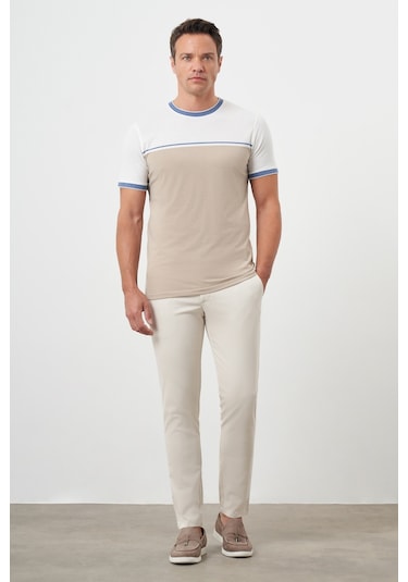 Morven Erkek Taş Yazlık Pileli Slim Fit Chino Pantolon Taş