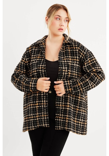 Kareli Tüvit Ceket Kahverengi