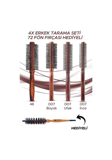 Elsa 4'lü Erkek Tarama Serisi 72 Fön Fırçası Hediye