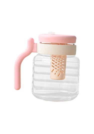 Suntek Demlikli Cam Çay Bardağı 950ml Ev Egzersiz Pembe