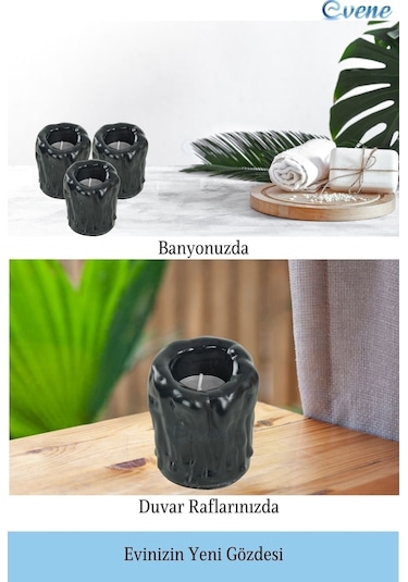 Mumluk Şamdan Tealight Mum Uyumlu Orta Erimiş Mum Model - Siyah