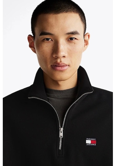 Tommy Hilfiger Erkek Siyah Tjm Rlx Fermuarlı Sweatshırt Siyah
