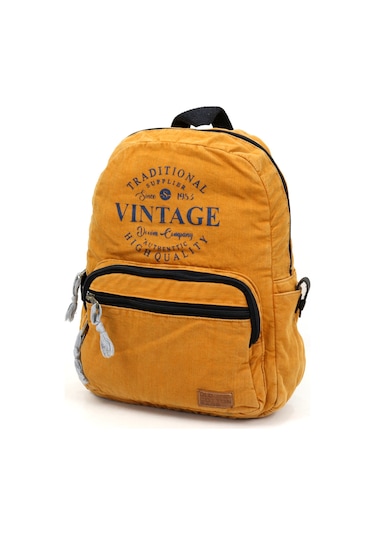 Old Cotton 5055 Turuncu Vintage Sırt Okul Seyahat Çantası Turuncu
