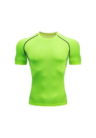 Snapbuy Erkek Fitness Sıkıştırma Tişörtü - Hızlı Kuruma Gym Egzersiz Üstü O-boyun T Gömlekgreen Green