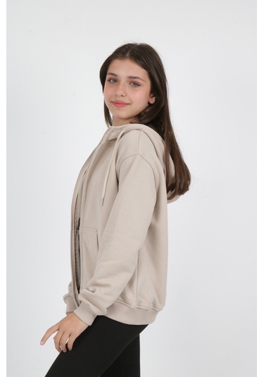 Toontoy Kız Çocuk Cep Üstü New Coll Nakışlı Hırka Bej