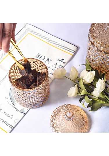 Sones Barok Tarzı Cam Pamuklu Çubuk Kutusu Çok İşlevli Saklama Kovası Kahverengi