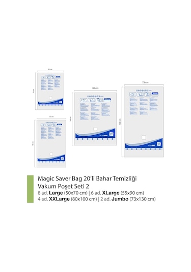 Magic Saver Bag 20´Li Bahar Temizliği Vakumlu Poşet Seti 2