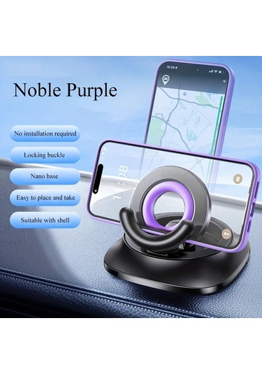 Willowhaven 360 Ayarlanabilir Araba Gösterge Paneli Telefon Tutucu Asil Mor 1pc Kaymaz Dönebilen Montaj Navigasyon Abs Malzeme Kurulum Gerektirmez