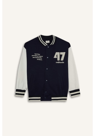 Defacto Erkek Çocuk Baskılı Kolej Yaka Bomber Ceket F4550a825aunv146 Lacivert