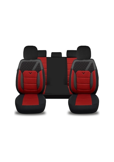 Pandami Oto Koltuk Kılıfı, Tam Set, Gofraj / Kırmızı