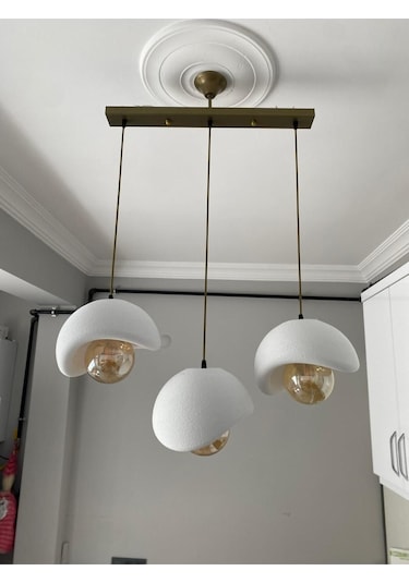 Caka Tepsili 3 Lü Sarkıt Avize Rustik E27 Modern Avize Beton Görünüm Bohem Rustik Ampul Hediyeli Siyah