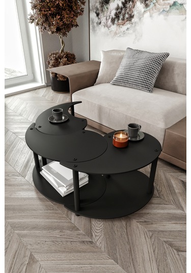 Yin Yang Unıty Serenıty Orta Sehpa 3 Lü Siyah 70cm Siyah